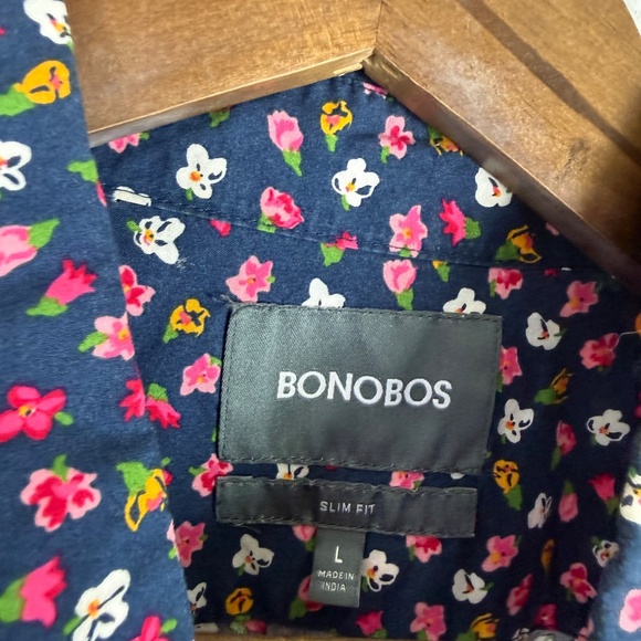 Bonobos Slim Fit Navy Blue Floral AOP Long Sleeve Button Down Shirt Mens LARGE - Picture 3 of 7